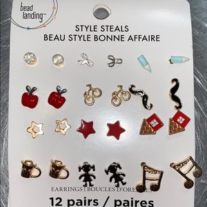 12 Pair Bead Landing Earrings